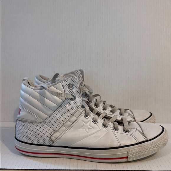 Men’s Converse White Leather High-Top Sneakers (sz 9) - Picture 1 of 5